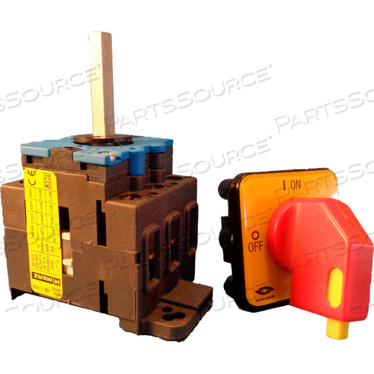 MERZ, 25A, 3-POLE, DISCONNECT SWITCH, DIN-MOUNT, LOCKOUT by Springer Controls Co. Inc MERZ, 25A, 3-POLE, DISCONNECT SWITCH, DIN-MOUNT, LOCKOUT by Springer Controls Co. Inc