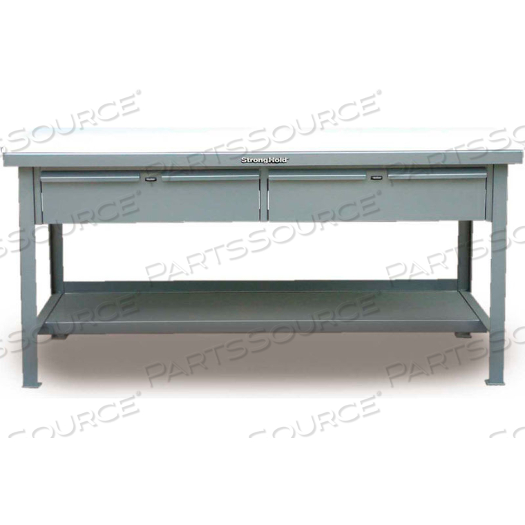 72"W X 36"D 2 DRAWER WITH PLASTIC TOP WORKBENCH by Strong Hold