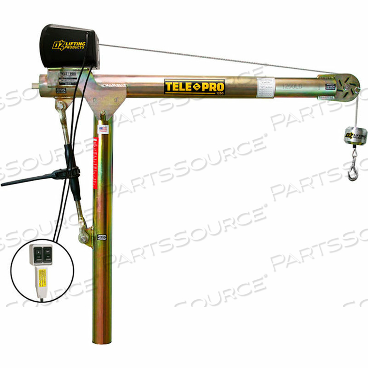 TELE-PRO DAVIT CRANE 1200 LB. CAPCITY W/ AC ELECTRIC WINCH by Oz Lifting Products
