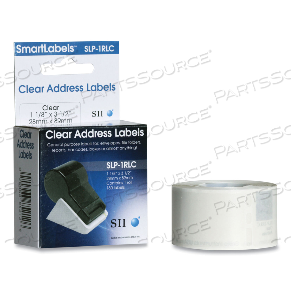 SELF-ADHESIVE ADDRESS LABELS,1-1/8 X 3-1/2, CLEAR, 260/BOX by Seiko Instruments USA Inc.