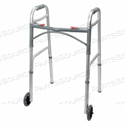 FOLDING WALKER, 32 - 39 IN., SILVER, 350 LBS. CAPACITY, ALUMINUM (4 PER CASE) by McKesson FOLDING WALKER, 32 - 39 IN., SILVER, 350 LBS. CAPACITY, ALUMINUM (4 PER CASE) by McKesson