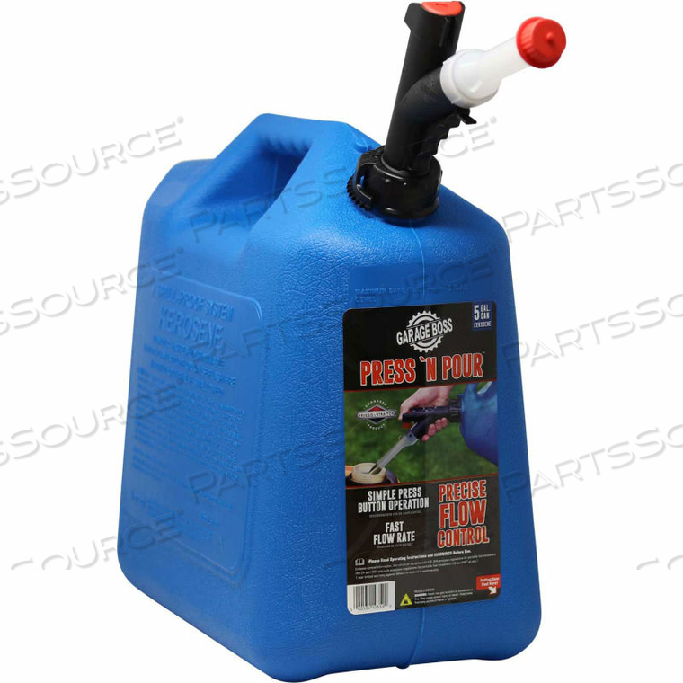 BRIGGS & STRATTON PRESS N POUR 5 GALLON KEROSENE CAN by The Plastics Group BRIGGS & STRATTON PRESS N POUR 5 GALLON KEROSENE CAN by The Plastics Group