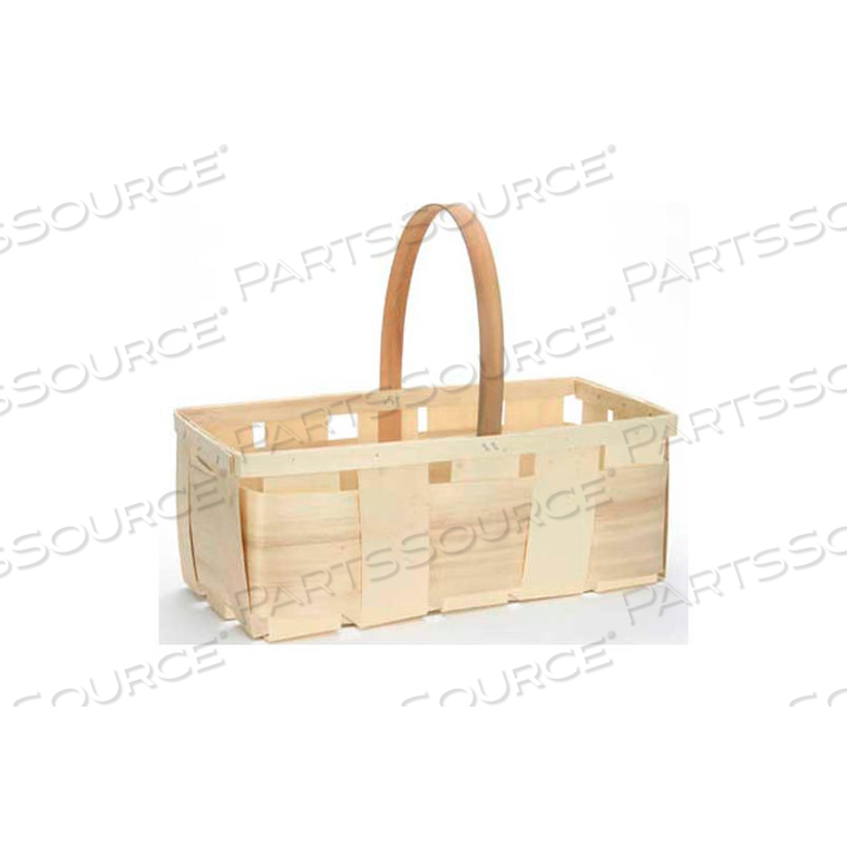 4 QUART RECTANGLE 16" X 8" WOOD BASKET WITH WOOD HANDLE 24 PC - NATURAL 