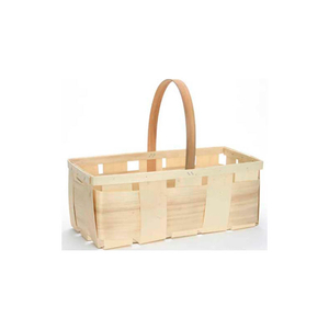 4 QUART RECTANGLE 16" X 8" WOOD BASKET WITH WOOD HANDLE 24 PC - NATURAL by Texas Basket Co.