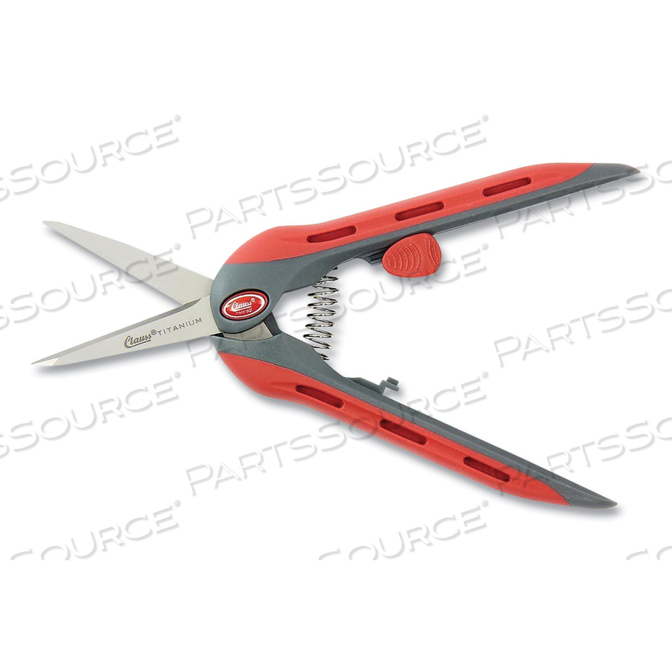 TITANIUM ULTRA SMOOTH SPRING ASSISTED SCISSORS, POINTED TIP, 6" LONG, 1.75" CUT LENGTH, RED/GRAY STRAIGHT HANDLE 