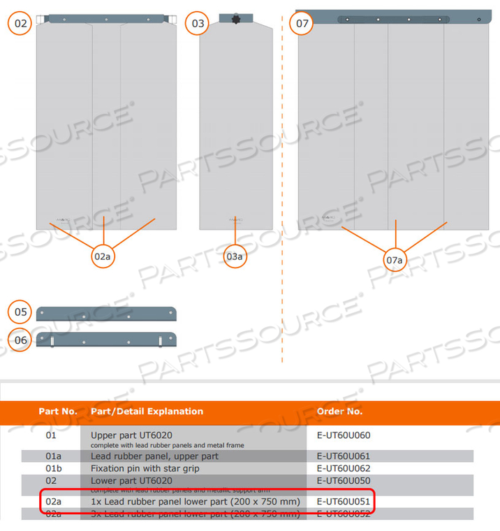 200 W X 750MM H LOWER PART LEAD RUBBER PANEL by MAVIG GmbH