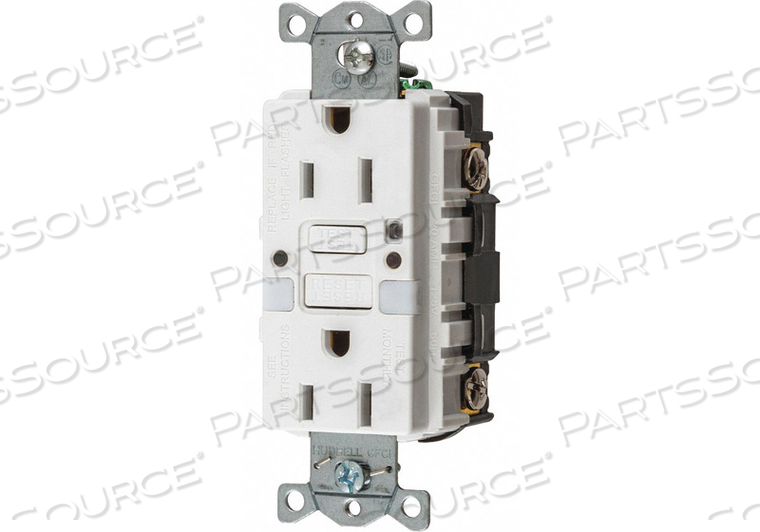 GFCI RCEPTCLE COMMER. WHT 15A 0.5 HP by Hubbell Incorporated, Wiring Device-Kellums GFCI RCEPTCLE COMMER. WHT 15A 0.5 HP by Hubbell Incorporated, Wiring Device-Kellums