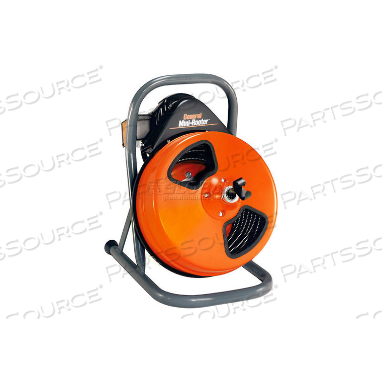 MINI-ROOTER PRO DRAIN/SEWER CLEANING MACHINE W/ 75' X 3/8"CABLE & 4 PC CUTTER SET by General Wire Spring Comp MINI-ROOTER PRO DRAIN/SEWER CLEANING MACHINE W/ 75' X 3/8"CABLE & 4 PC CUTTER SET by General Wire Spring Comp