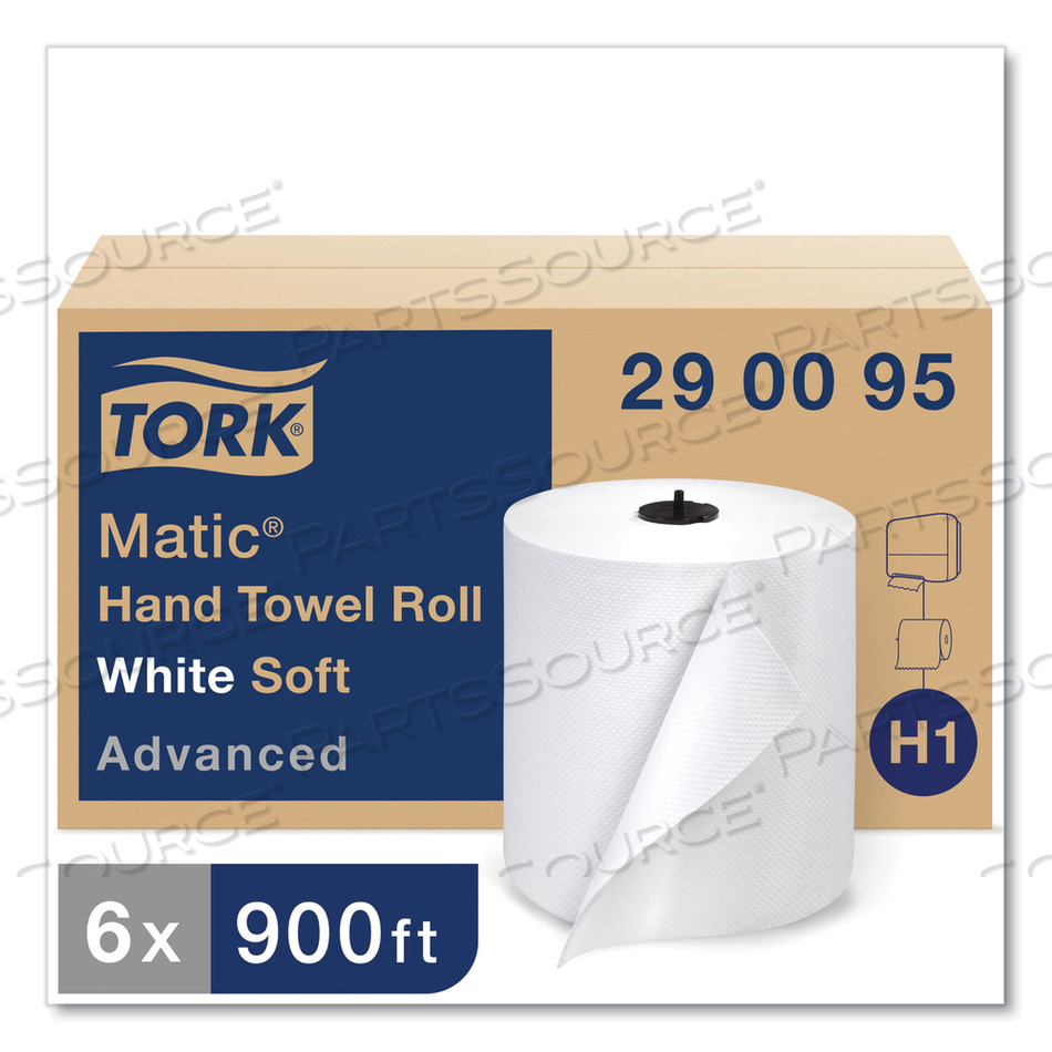 ADVANCED MATIC HAND TOWEL ROLL, 7.7" X 900 FT, WHITE/CARTON by Tork