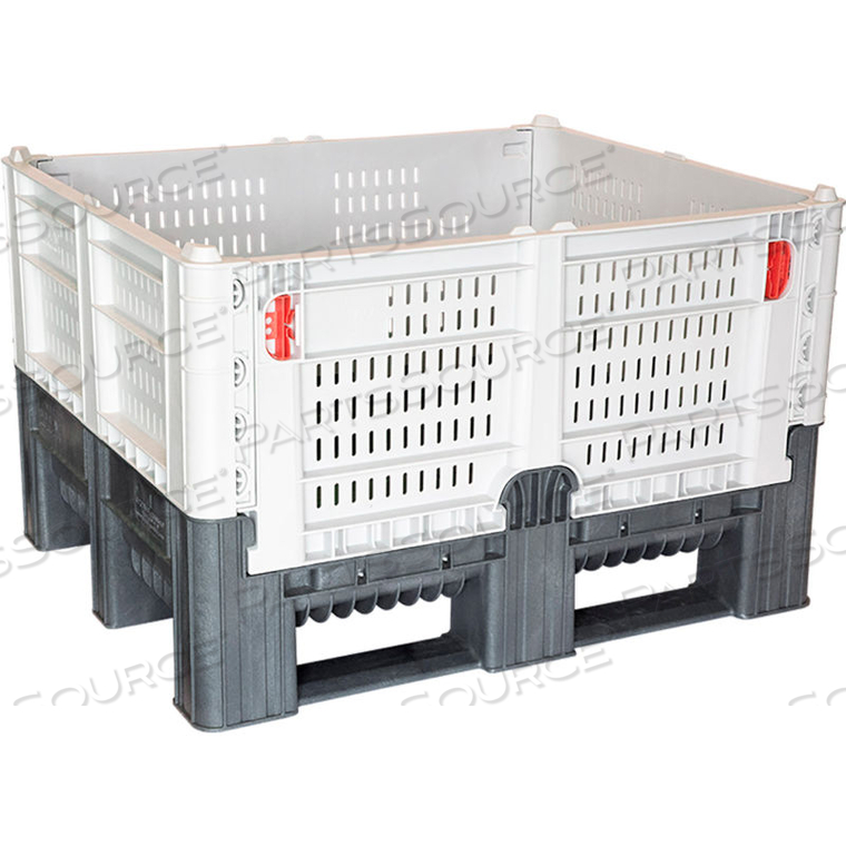 DFC QUICK ASSEMBLY FOLDING CONTAINER VENTED WALL 48"L X 40"W X 29"H 1650 LB CAPACITY GRAY by Decade Products DFC QUICK ASSEMBLY FOLDING CONTAINER VENTED WALL 48"L X 40"W X 29"H 1650 LB CAPACITY GRAY by Decade Products