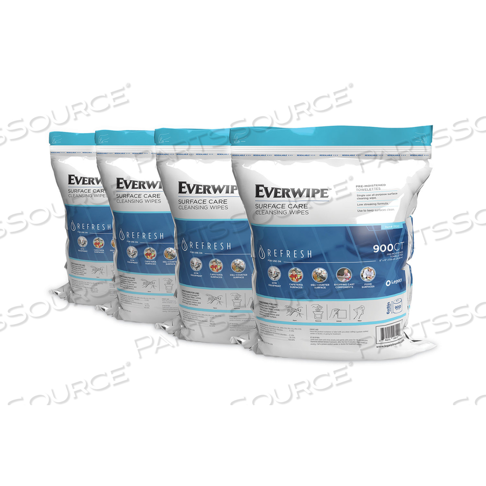 CLEANING AND DEODORIZING WIPES, 6 X 8, LEMON, 900/BAG, 4 BAGS/CARTON 