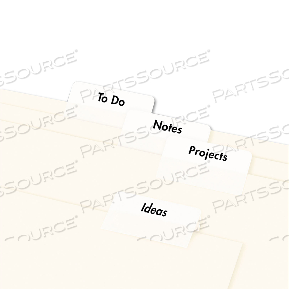 PRINTABLE PLASTIC TABS WITH REPOSITIONABLE ADHESIVE, 1/5-CUT, WHITE, 1.75" WIDE by Avery PRINTABLE PLASTIC TABS WITH REPOSITIONABLE ADHESIVE, 1/5-CUT, WHITE, 1.75" WIDE by Avery