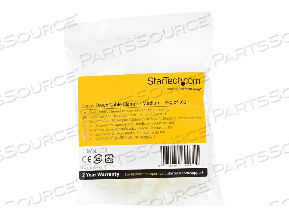 100 PACK SCREW MOUNT CABLE CLAMPS, MEDIUM 6.35MM BUNDLE CABLE FASTENER/HOLDER, R-TYPE SINGLE REUSABLE NYLON CLIP, SCREW DOWN ETHERNET CORD M by StarTech.com Ltd.