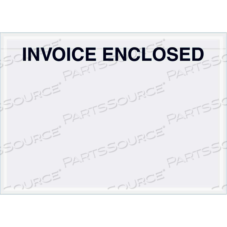 PANEL FACE ENVELOPES - "INVOICE ENCLOSED" 5 X 7" CLEAR - 1000/CASE by Box Packaging Inc PANEL FACE ENVELOPES - "INVOICE ENCLOSED" 5 X 7" CLEAR - 1000/CASE by Box Packaging Inc