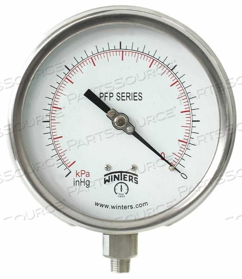 PRESSURE GAUGE 4-1/2 DIAL SIZE SILVER by Winters Instruments PRESSURE GAUGE 4-1/2 DIAL SIZE SILVER by Winters Instruments