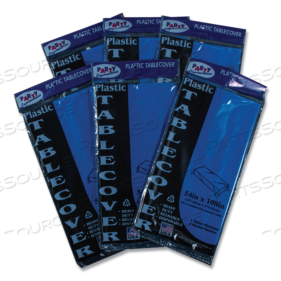 TABLE SET RECTANGULAR TABLE COVER, HEAVYWEIGHT PLASTIC, 54" X 108", BLUE by Tablemate TABLE SET RECTANGULAR TABLE COVER, HEAVYWEIGHT PLASTIC, 54" X 108", BLUE by Tablemate