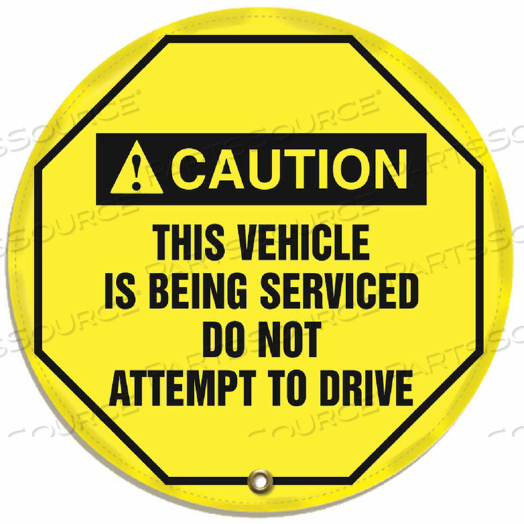 STOPOUT STEERING WHEEL MESSAGE COVER, VINYL, 24" DIAMETER by Accuform Manufacturing, Inc. STOPOUT STEERING WHEEL MESSAGE COVER, VINYL, 24" DIAMETER by Accuform Manufacturing, Inc.