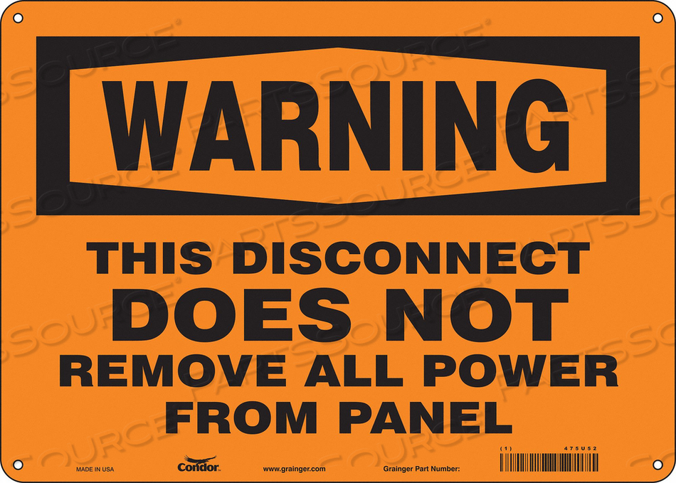 SAFETY SIGN, HORIZONTAL RECTANGLE, NUMBER OF PRINTED SIDES 1, ENGLISH, SIGN FORMAT TRADITIONAL OSHA, SIGN LEGEND THIS DISCONNECT DOES NOT RE by Condor SAFETY SIGN, HORIZONTAL RECTANGLE, NUMBER OF PRINTED SIDES 1, ENGLISH, SIGN FORMAT TRADITIONAL OSHA, SIGN LEGEND THIS DISCONNECT DOES NOT RE by Condor
