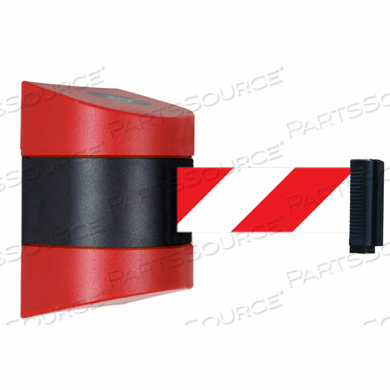 TENSABARRIER SAFETY CROWD CONTROL RED 24' MAGNETIC WALL MOUNT WITH RED/WHITE STRIPED BELT 