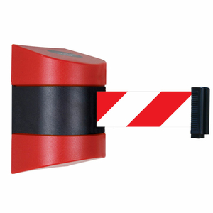 TENSABARRIER SAFETY CROWD CONTROL RED 24' MAGNETIC WALL MOUNT WITH RED/WHITE STRIPED BELT by Tensabarrier