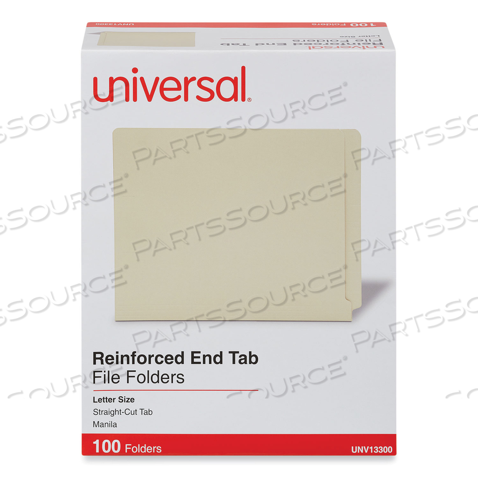DELUXE REINFORCED END TAB FOLDERS, 9" HIGH FRONT, STRAIGHT TABS, LETTER SIZE, 0.75" EXPANSION, MANILA by Universal DELUXE REINFORCED END TAB FOLDERS, 9" HIGH FRONT, STRAIGHT TABS, LETTER SIZE, 0.75" EXPANSION, MANILA by Universal