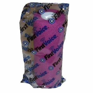 FIRST VOICE 5" X 5 YARDS SELF ADHESIVE BANDAGE, NON-LATEX, BRIGHT PINK, PACK OF 4 by First Voice