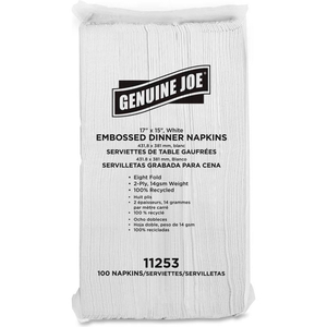 EMBOSSED DINNER NAPKINS, 17"W X 15"D, WHITE, 3000/CARTON by Genuine Joe