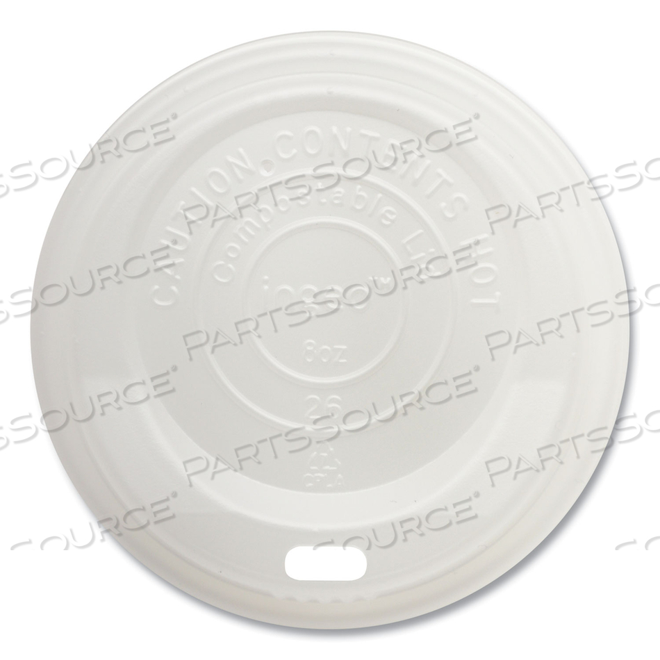 PLA LIDS FOR HOT CUPS, FITS 8 OZ CUPS, WHITE by World Centric PLA LIDS FOR HOT CUPS, FITS 8 OZ CUPS, WHITE by World Centric