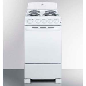 RANGE, ELECTRIC, 4 BURNERS, 2.3 CU. FT., WHITE, 24" X 20" X 41-1/2" by Summit Appliance (Div. of Felix Storch, Inc.)
