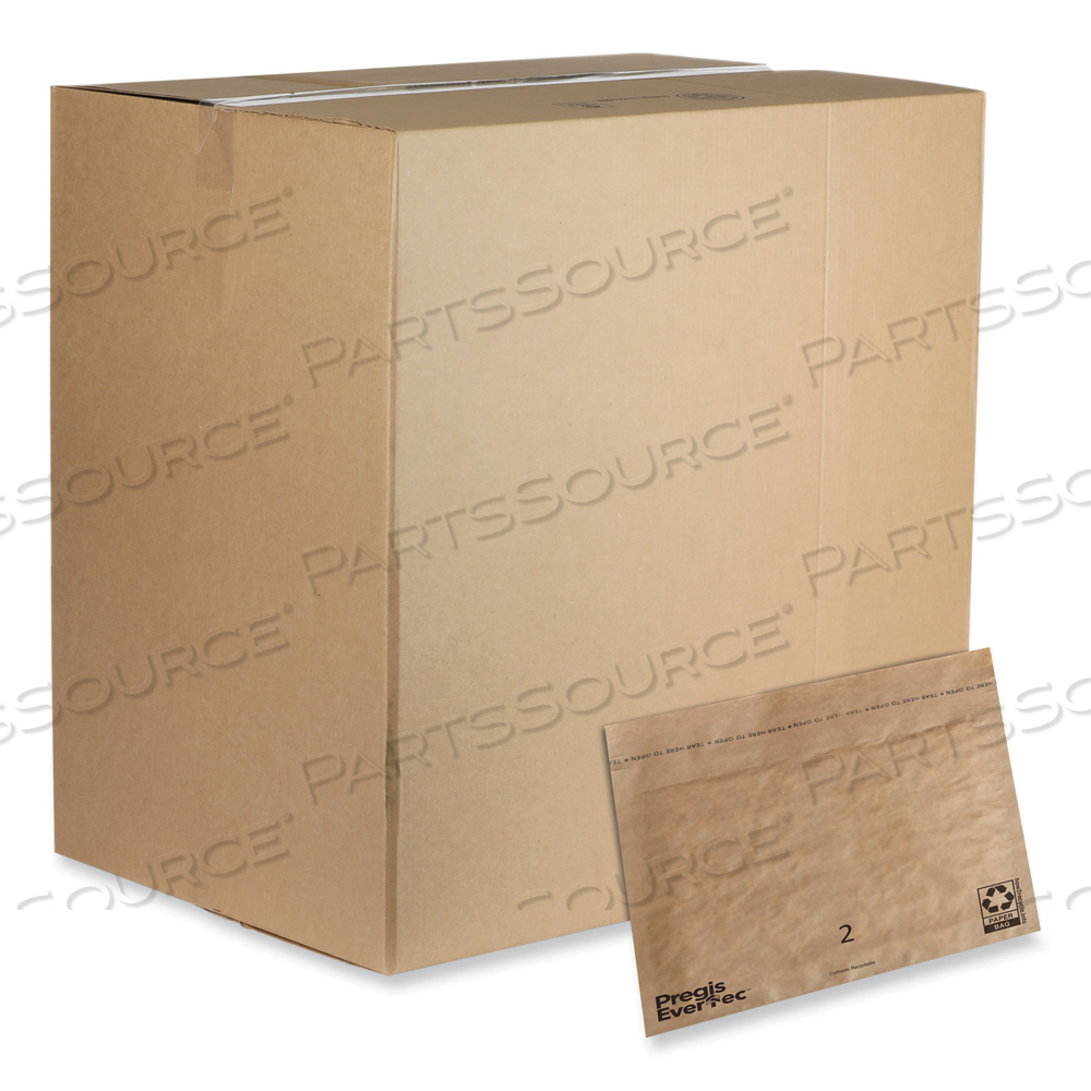EVERTEC CURBSIDE RECYCLABLE PADDED MAILER, #2, KRAFT PAPER, SELF-ADHESIVE CLOSURE, 12 X 9, BROWN by Pregis