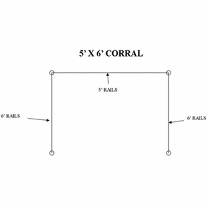 5'X6' INDOOR CORRAL 2-END & 2-CORNER POSTS, 2-5' & 4-6' RAILS, 16-ANCHORS by Versacart Systems, Inc.