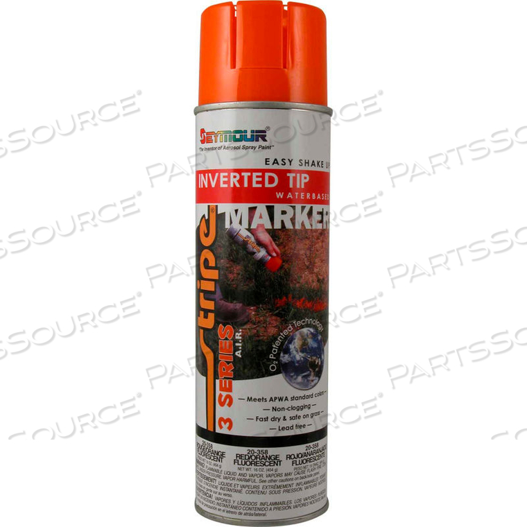 STRIPE 3-SERIES STREET & UTILITY MARKING PAINT 20 OZ. RED/ORANGE FLUORESCENT, 12/CASE by Seymour Of Sycamore STRIPE 3-SERIES STREET & UTILITY MARKING PAINT 20 OZ. RED/ORANGE FLUORESCENT, 12/CASE by Seymour Of Sycamore