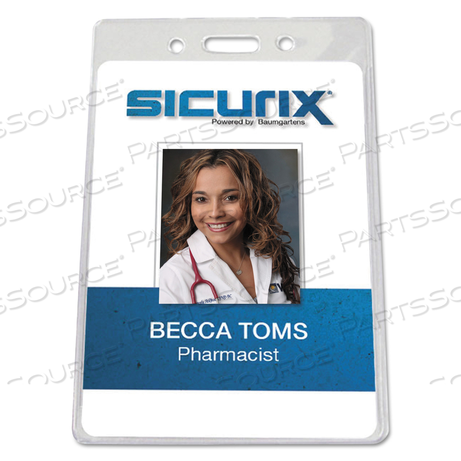 SICURIX BADGE HOLDER, VERTICAL, 2.75 X 4.13, CLEAR by Sicurix