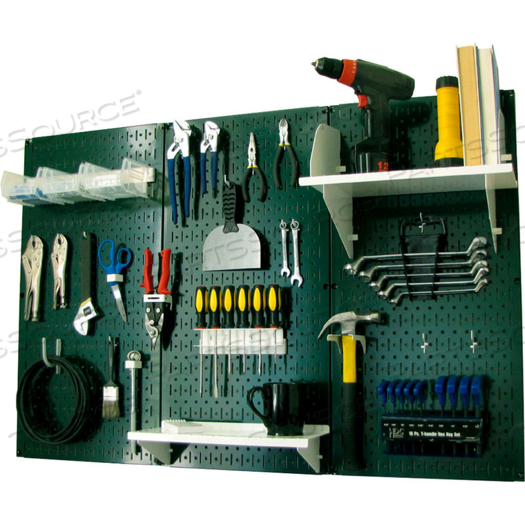 PEGBOARD STANDARD TOOL STORAGE KIT, GREEN/WHITE, 48" X 32" X 9" by Wall Control Pegboard