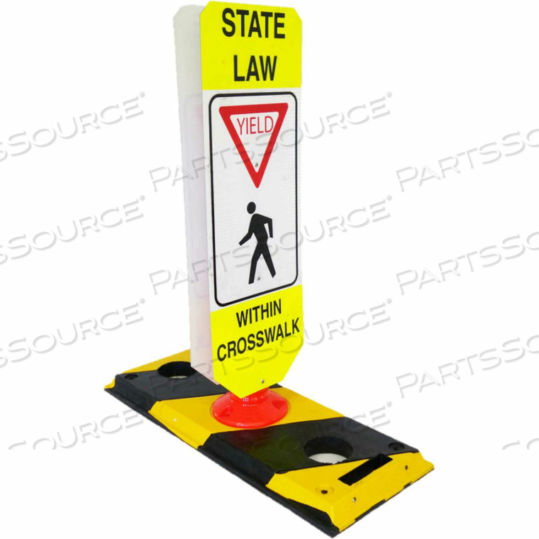FLEXIBLE POST CROSSWALK SYSTEM, STATE LAW - YIELD by Tire Conversion Technologies, Inc