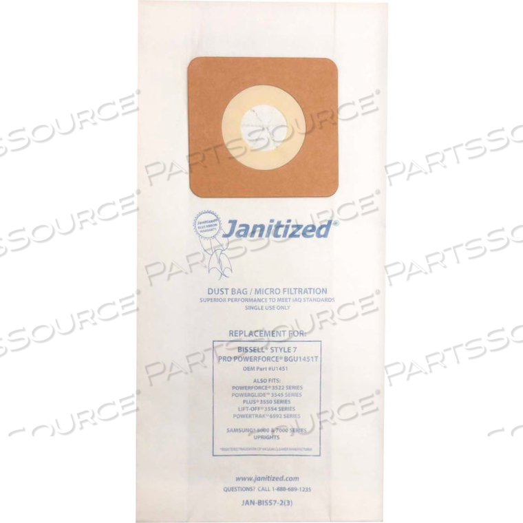 BISSELL PAPER VACUUM BAG FOR BISSELL PRO POWERFORCE BGU1451T by Apc Filtration Inc BISSELL PAPER VACUUM BAG FOR BISSELL PRO POWERFORCE BGU1451T by Apc Filtration Inc