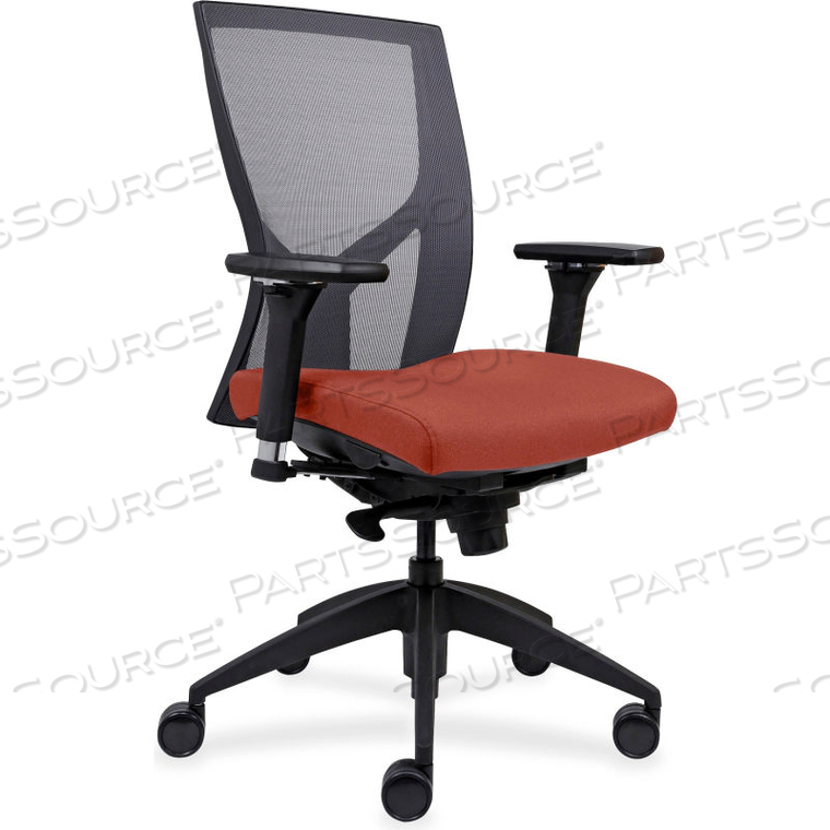 HIGH-BACK MESH CHAIRS WITH FABRIC SEAT - ORANGE 