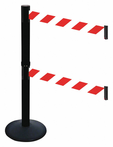 BARRIER POST BLK RD/WHITE BELT CAST IRON by VISIONTRON Corp.