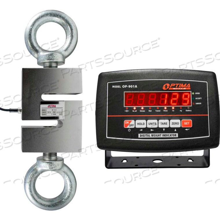 LED DIGITAL HANGING SCALE 2,000LB X 0.2LB by Optima Scale Manufacturing Inc.