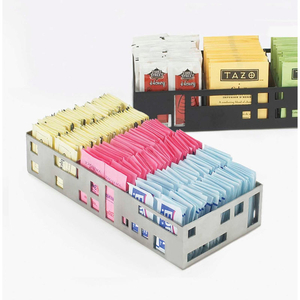 SQUARED PACKET ORGANIZER 9-1/4"W X 4-1/2"D X 2"H STAINLESS STEEL by Cal Mil Plastics