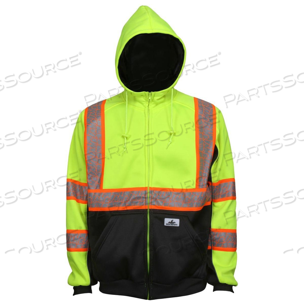 SSCL3LZX5 MCR SAFETY - HI-VIS CLASS 3 POLYESTER LIME/BLACK HOODIE SIZE: 5X-LARGE 