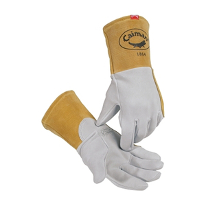 1864 DEERSKIN UNLINED LEAN-ON PATCH TIG WELDING GLOVES, MEDIUM, GRAY, 4 IN GAUNTLET CUFF by Caiman