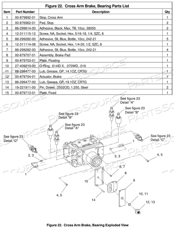 WIG-WAG BRAKE PAD ASSEMBLY KIT by OEC Medical Systems (GE Healthcare)