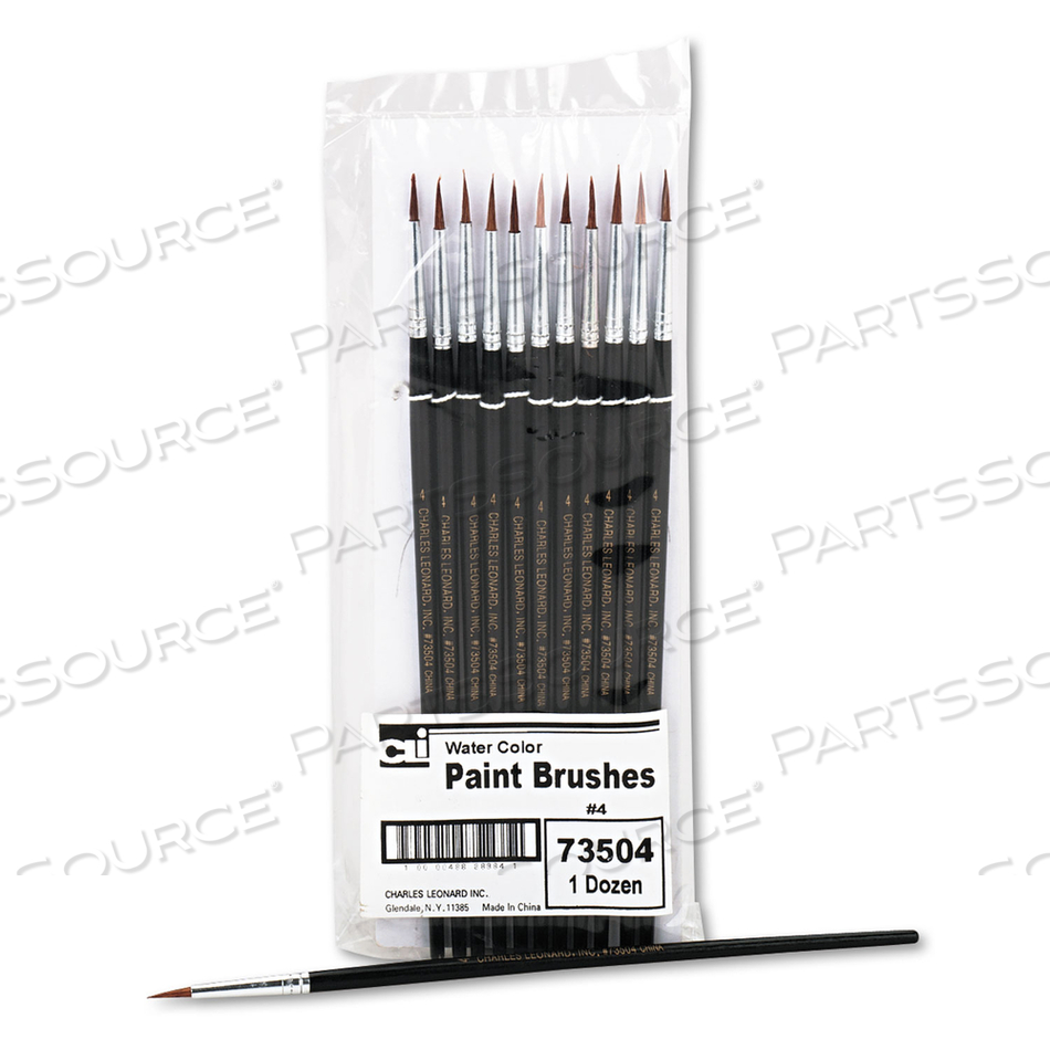 ARTIST BRUSH, SIZE 4, CAMEL HAIR, ROUND, 12/PACK by Charles Leonard