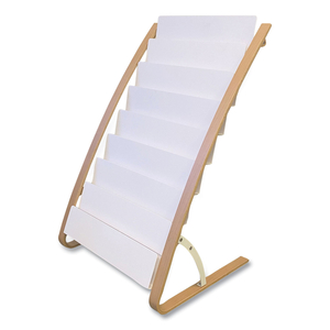 LITERATURE FLOOR DISPLAY RACK, 22.8 X 19.69 X 36.61, WHITE/WOODGRAIN by Alba