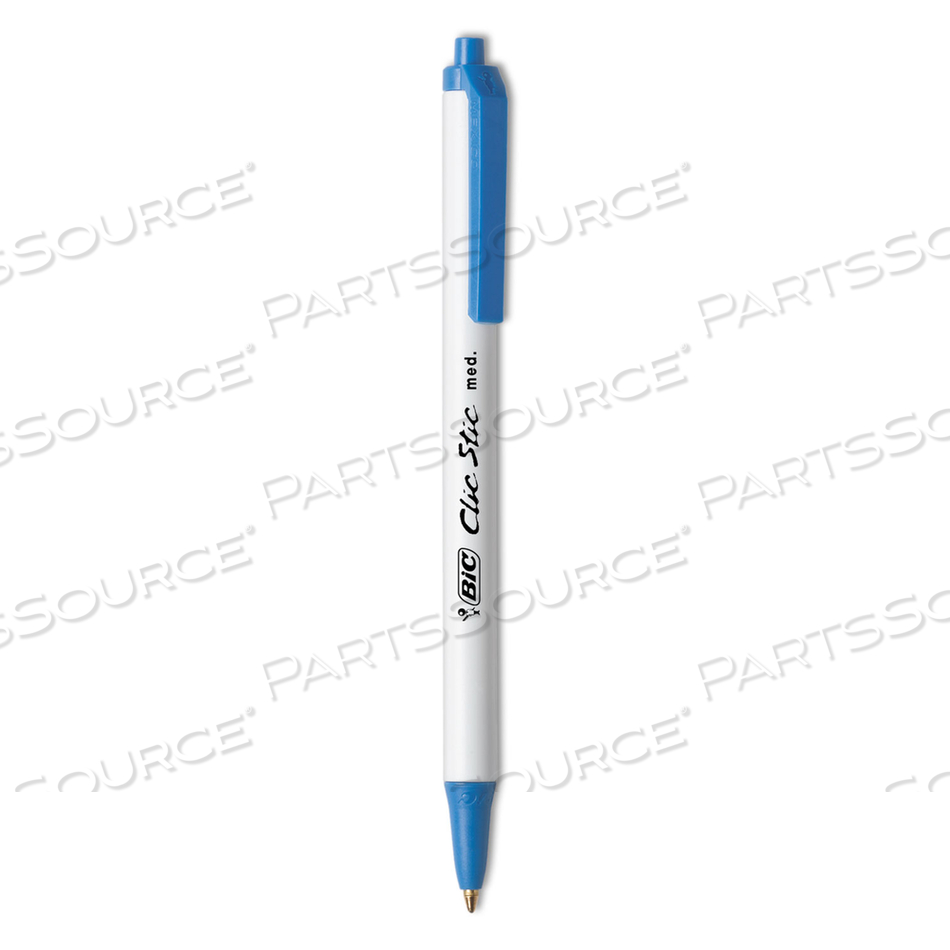 CLIC STIC BALLPOINT PEN, RETRACTABLE, MEDIUM 1 MM, BLUE INK, WHITE BARREL by BIC CLIC STIC BALLPOINT PEN, RETRACTABLE, MEDIUM 1 MM, BLUE INK, WHITE BARREL by BIC