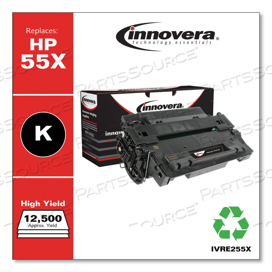 REMANUFACTURED BLACK HIGH-YIELD TONER, REPLACEMENT FOR 55X (CE255X), 12,500 PAGE-YIELD by Innovera