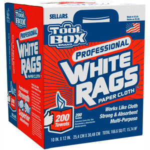 TOOLBOX Z400 WHITE RAGS, 200 SHEETS/BOX, 6 BOXES/CASE by Sellars Retail Dist Co