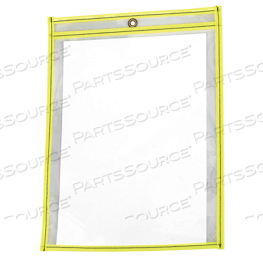 SHOP TICKET HOLDER, VINYL, GROMMET, 13 3/8 IN HT, 10 1/8 IN WD, CLEAR/YELLOW by Approved Vendor