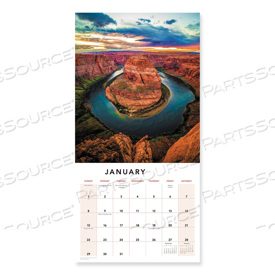 AMERICA THE BEAUTIFUL WALL CALENDAR, MAJESTIC LANDSCAPE PHOTOGRAPHY, WHITE/MULTICOLOR SHEETS, 12-MONTH (JAN TO DEC): 2023 